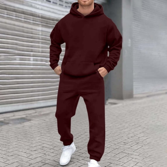 Mens 2 Piece Tracksuit Set Soft Hoodies and Sweatpants Sets Jogging Workout Athletic Sweatsuit Spring XXL