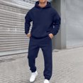 thumbnail image 1 of Mens 2 Piece Tracksuit Set Soft Hoodies and Sweatpants Sets Jogging Workout Casual Sweatsuit Spring Navy M, 1 of 4