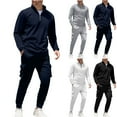 thumbnail image 1 of Mens 2 Pieces Sweatsuits Set Quarter Zipper Fleece Sweatshirt Pullover Sweatpant Jogging Pant Fall Workout Outfits Casual Tracksuit, 1 of 4