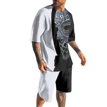 Mens 2 Pieces Vintage Shirts And Shorts Set Outfit Button Down Beach Suit Quick Dry For Retro Summer Party,Swim Suit(Gray,5XL)