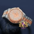 thumbnail image 1 of Mens 2 Tone Rose Gold Finish Freemason Masonic G Compass Simulated Diamond Steel Back Metal Band Watch Water Resistant 40mm, 1 of 6
