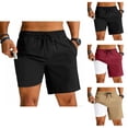 thumbnail image 1 of Mens 2 in 1 Athletic Running Shorts with Compression Liner Lightweight Cotton Linen Elastic Waist Workout Shorts with Pockets, 1 of 7