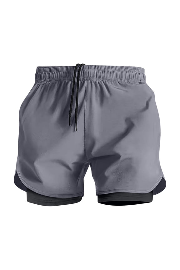 Mens 2 in 1 Gym Running Shorts Quick Dry Workout Swim Trunks Compression Liner Board Bathing Suit No pockets