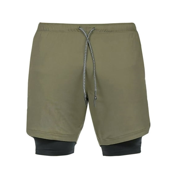 Mens 2 in 1 Running Shorts Quick Dry Athletic Shorts Gym Workout Short Pants with Liner