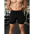 thumbnail image 1 of Mens 2 in 1 Running Shorts Quick Dry Gym Athletic Workout Clothes with Side Pockets, 1 of 7