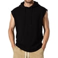 thumbnail image 1 of Mens 2026 Vintage Washed Sleeveless Hoodie Tank Top Cotton Muscle Workout Gym Streetwear Shirt Black L, 1 of 8