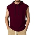 thumbnail image 1 of Mens 2026 Vintage Washed Sleeveless Hoodie Tank Top Cotton Muscle Workout Gym Streetwear Shirt Wine S, 1 of 8