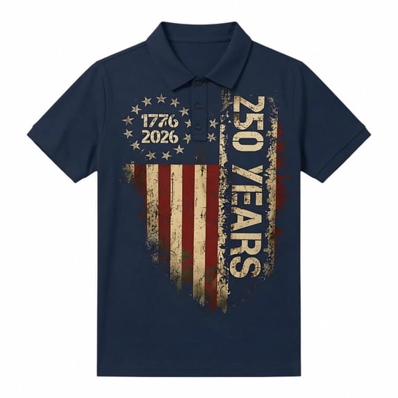 Mens 250 Anniversary USA Shirt, 4th Of July Shirts for Men Crewneck Pullover Short Sleeve T Shirt Navy Size M