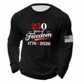 thumbnail image 1 of Mens 250 Anniversary USA Shirt Casual Crewneck Pullover Sweatshirt Long Sleeve Waffle Knit Tops 4th of July Outfits for Men, 1 of 3