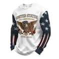 thumbnail image 1 of Mens 250 Anniversary USA Shirt Crewneck Waffle Sweatshirt American Flag Shirts with Eagle Long Sleeve Pullover Tops Fourth of July Outfit, 1 of 3