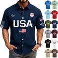 thumbnail image 1 of Mens 250 Anniversary USA Shirt Patriotic American Flag Polo Tshirt 1776-2026 Anniversary Button Up Lapel Shirts with Bold Lettering and Flag Details Army Green L, 1 of 4