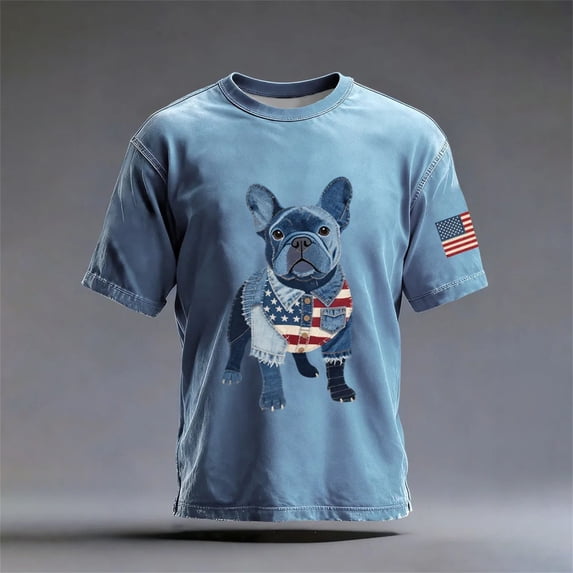 Mens 250 Anniversary USA Shirt Unisex Patriotic Flag Graphic Short Sleeve Crew Neck Everyday Tee 4Th of July Mens Shirt Blue L