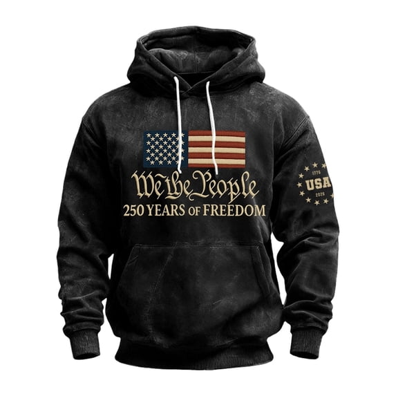 Mens 250 Anniversary Usa Shirt American Usa Flag Waffle Hoodie 250Th Patriotic 1776-2026 Apparel Plus Size Clothing 4Th Of July Sweatshirt