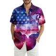 thumbnail image 1 of Mens 250 Anniversary Usa Shirt Button Up Short Sleeve National Flag Pattern 4th of July Shirts, 1 of 6