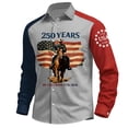 thumbnail image 1 of Mens 250Th Anniversary USA Shirt American Patriotic Flag Button Down T-shirt Casual Long Sleeve Fashion Streetwear Tee, 1 of 4