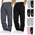 thumbnail image 1 of Mens 2PC Sweatpants Wide Straight Leg Pants Bottom Sweatpants Joggers Pants Workout With Pockets Running Sports Pants Loose Casual Jogger Pants S, 1 of 4