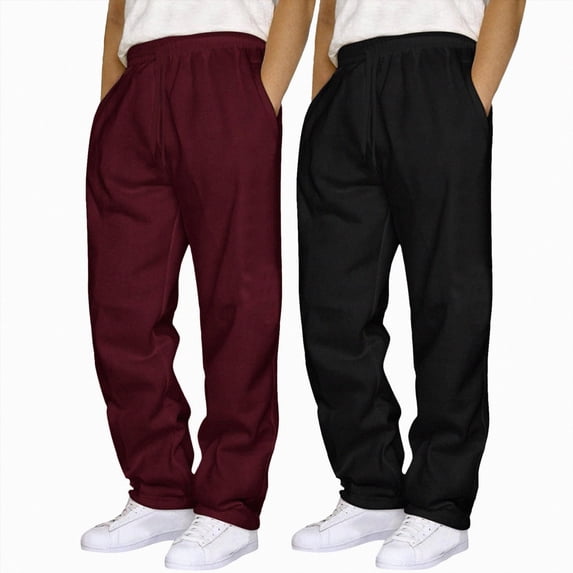 Mens 2PC Sweatpants Wide Straight Leg Pants Bottom Sweatpants Joggers Pants Workout With Pockets Running Sports Pants Loose Casual Jogger Pants XXXL