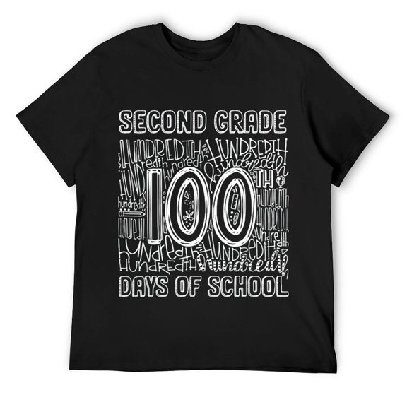 Mens 2nd Grade Typography Team Second Grade 100 Days Of School T-Shirt Black