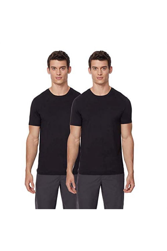 Mens 2pack Short Sleeve Crew Neck Wicking Tee, Black, XLarge