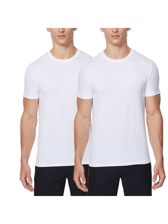 Mens 2pack Short Sleeve Crew Neck Wicking Tee, White, Large