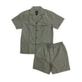 thumbnail image 1 of Mens 2pc Gray Check Pajamas Cotton Blend Shorts & Shirt Sleep Set S, 1 of 1