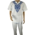 thumbnail image 1 of Mens 2pc Stacy Adams leisure suit Linen Cotton With Embroidery 3670 White Blue, 1 of 6