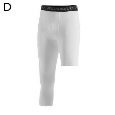 Mens 3/4 Compression Pants One Leg Tights Athletic Layer Base Basketball I2A6