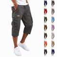 thumbnail image 1 of Mens 3/4 Length Cargo Capri Pants Drawstring Elastic Waist Summer Lightweight Casual Outdoor Hiking Athletic Cropped Trousers Dark Gray M, 1 of 7
