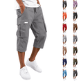 thumbnail image 1 of Mens 3/4 Length Cargo Capri Pants Drawstring Elastic Waist Summer Lightweight Casual Outdoor Hiking Athletic Cropped Trousers Gray 2XL, 1 of 7