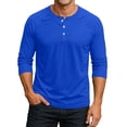 thumbnail image 1 of Mens 3/4 Sleeve Henley Shirts 3-Button Moisture Wicking Tee Solid Color Soft Basic Casual Tshirt, 1 of 7