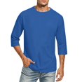 thumbnail image 1 of Mens 3/4 Sleeve Shirts Crew Neck Cotton Blend Soft Lightweight Casual Pullover T Shirt Basic Tops, 1 of 5