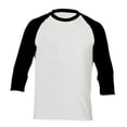 thumbnail image 1 of Mens 3/4 Sleeve Shirts Summer Stylish Color Block Crewneck Basic Pullover Tops Lightweight Casual Classic Fit Workout Tees Black1 L, 1 of 3