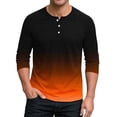 thumbnail image 1 of Mens 3/4 Sleeve T Shirts Button Crewneck Tees Tops Casual Pullover Gradient Printed Loose Breathable Basic Loungewear Athletic Workout Tshirts Shirt, 1 of 4