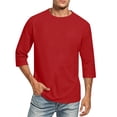 thumbnail image 1 of Mens 3/4 Sleeve T Shirts Crew Neck Casual Basic Tee Shirt Lightweight Pullover Tops, 1 of 5