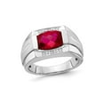 thumbnail image 1 of Gem & Harmony Mens 3.75 Carat (Ctw) Lab Created Ruby Ring in Sterling Silver for Men, 1 of 6