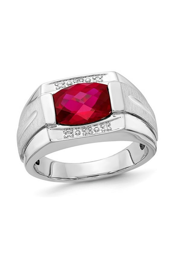 Gem & Harmony Mens 3.75 Carat (Ctw) Lab Created Ruby Ring in Sterling Silver for Men