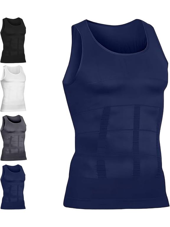Mens 3 Pack Body Shaper Slimming Tummy Vest Thermal Compression Shirt Tank Top Shapewear