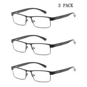 Mens 3 Pack Metal Rectangle Business Reading Glasses Presbyopic glasses