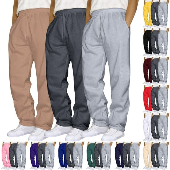 Mens 3 Pack Sweatpants Loose Fleece Casual Trousers Elastic Waist Drawstring Jogger Pants Baggy Running Sports Pants, Pink, Size S