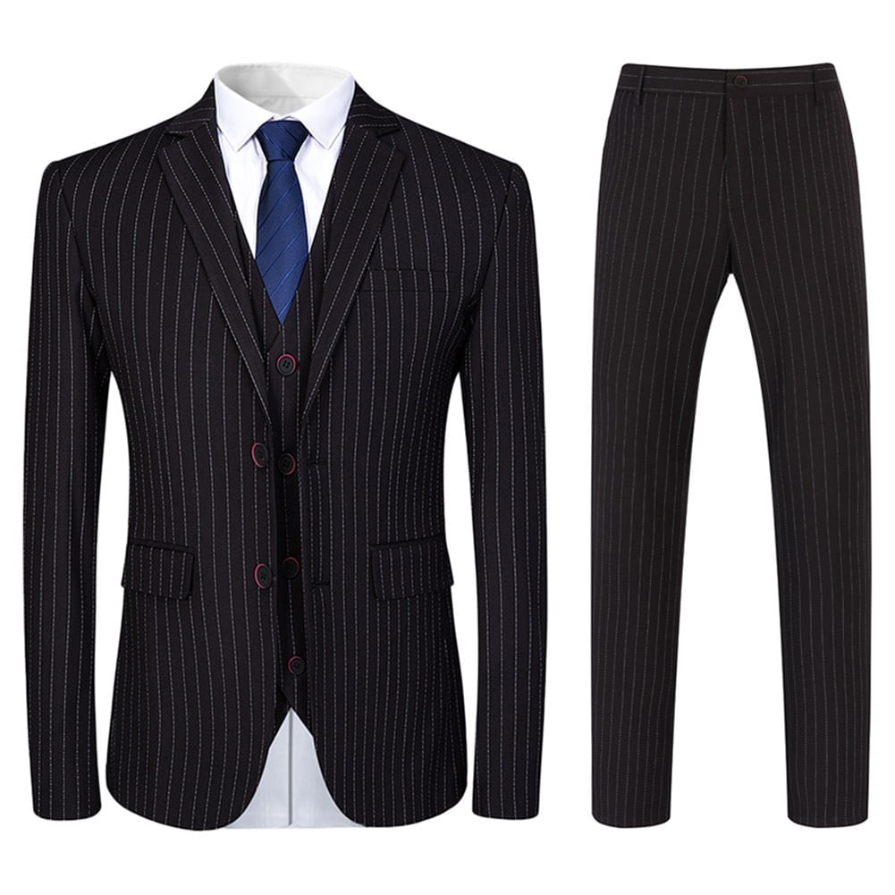 Bryson Three-Piece Slim Fit Suit With Notch Lapel Blazer Vest And Trousers Wrinkle-Resistant
