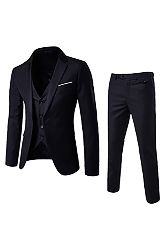 Mens 3-Piece Suit Notched Lapel Slim Fit Formal Jacket Vest Pants Set