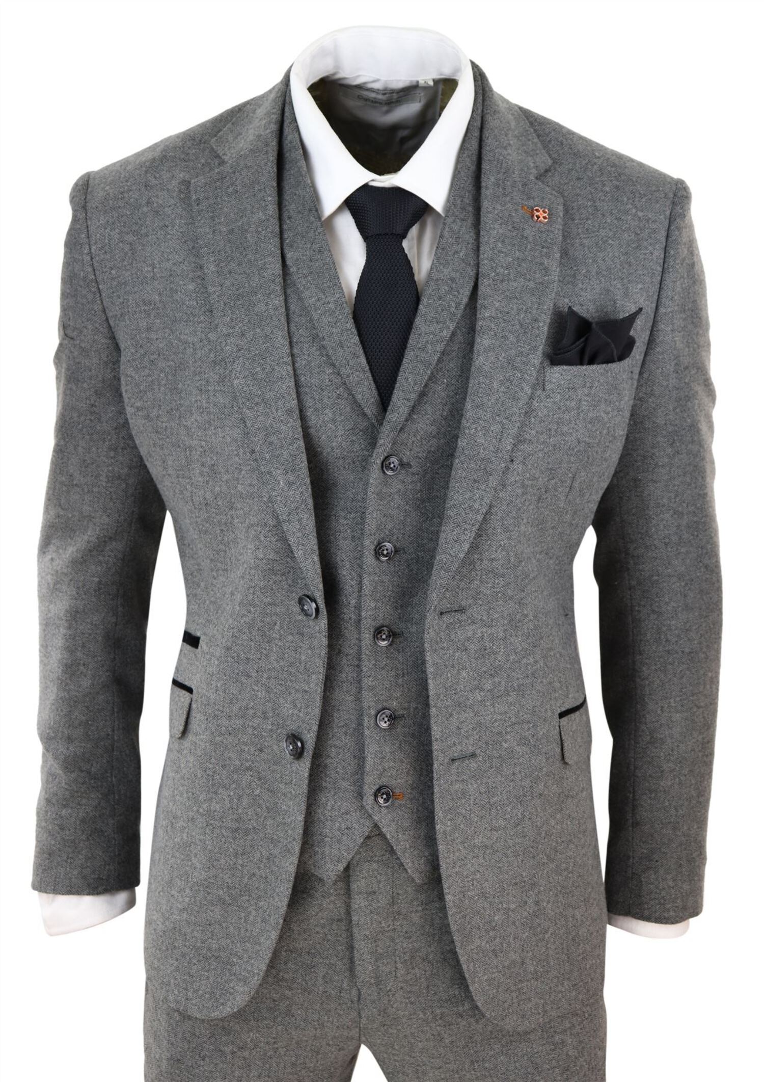 Men'S Solid Charcoal Gray 2 Button Classic Fit - Color: Dark Grey Suit main image 0