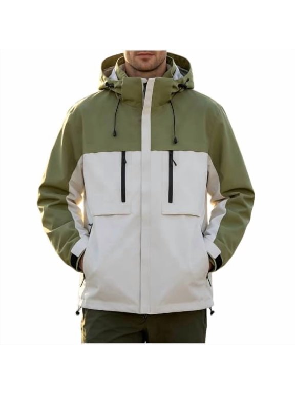 Mens 3 in 1 Outdoor Jacket Waterproof Windproof Detachable Inner Fleece Hooded Hiking Mountain Shell Coat