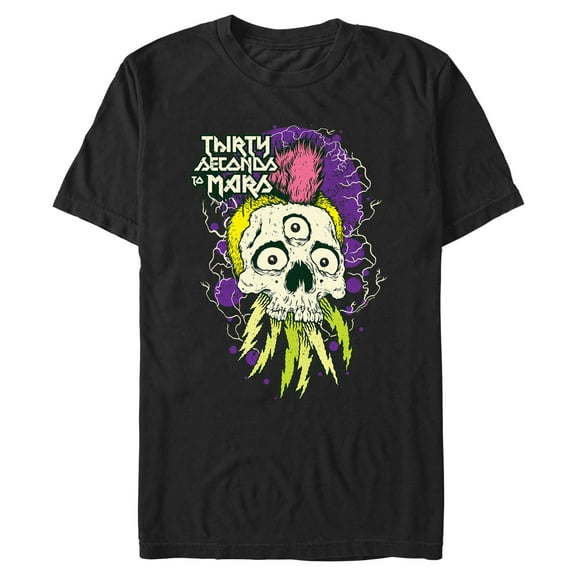 Men's Thirty Seconds to Mars Mohawk Skull  Graphic T-Shirt