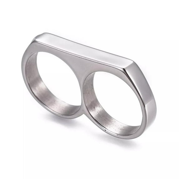 Mens 304 Stainless Steel Double Band Ring Black Gold Silver Size 7-12 Z722