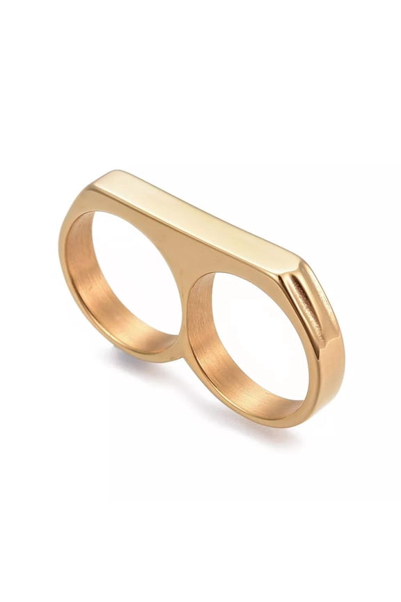 Mens 304 Stainless Steel Double Band Ring Black Gold Silver Size 7-12 Z722