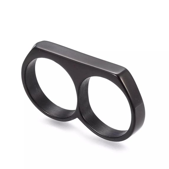 Mens 304 Stainless Steel Double Band Ring Black Gold Silver Size 7-12 Z722