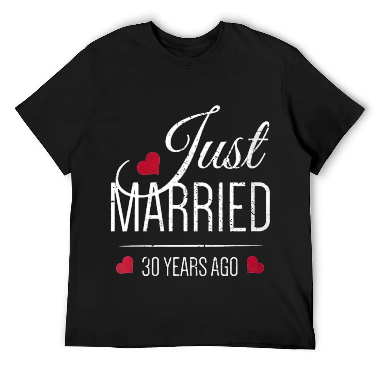 30th Wedding Anniversary Banner – Gold & Red Glitter "Just Married 30 Years Ago" Decor