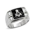 thumbnail image 1 of Mens 316 Stainless Steel Four of 3x3mm CZ Side Logo Mason Ring - Size 12, 1 of 3