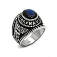thumbnail image 1 of Mens 316 Stainless Steel Wide Band Navy Miliatry Sapphire CZ Ring - Size 12, 1 of 4